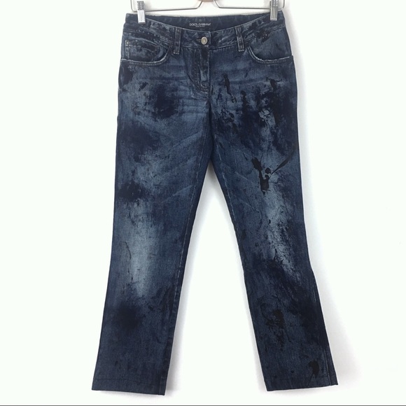 [Sold]⬇️NWOT Dolce & Gabbana Painted Bootcut Jeans - Picture 2 of 8